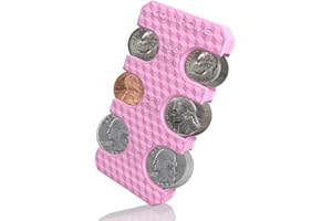 NINONLY Coin Holder for Car, Silicone Coin Organizer Change Holder for Car, Portable Storage 32 Coins Include Penny, Nickel, Dime and Quarter, Pink