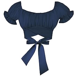 COOUFE Women's Crop Tops Ruffle Short Sleeve Tie