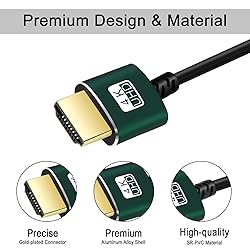 Thsucords Slim HDMI Cables 1FT 5Pack, Ultra Soft