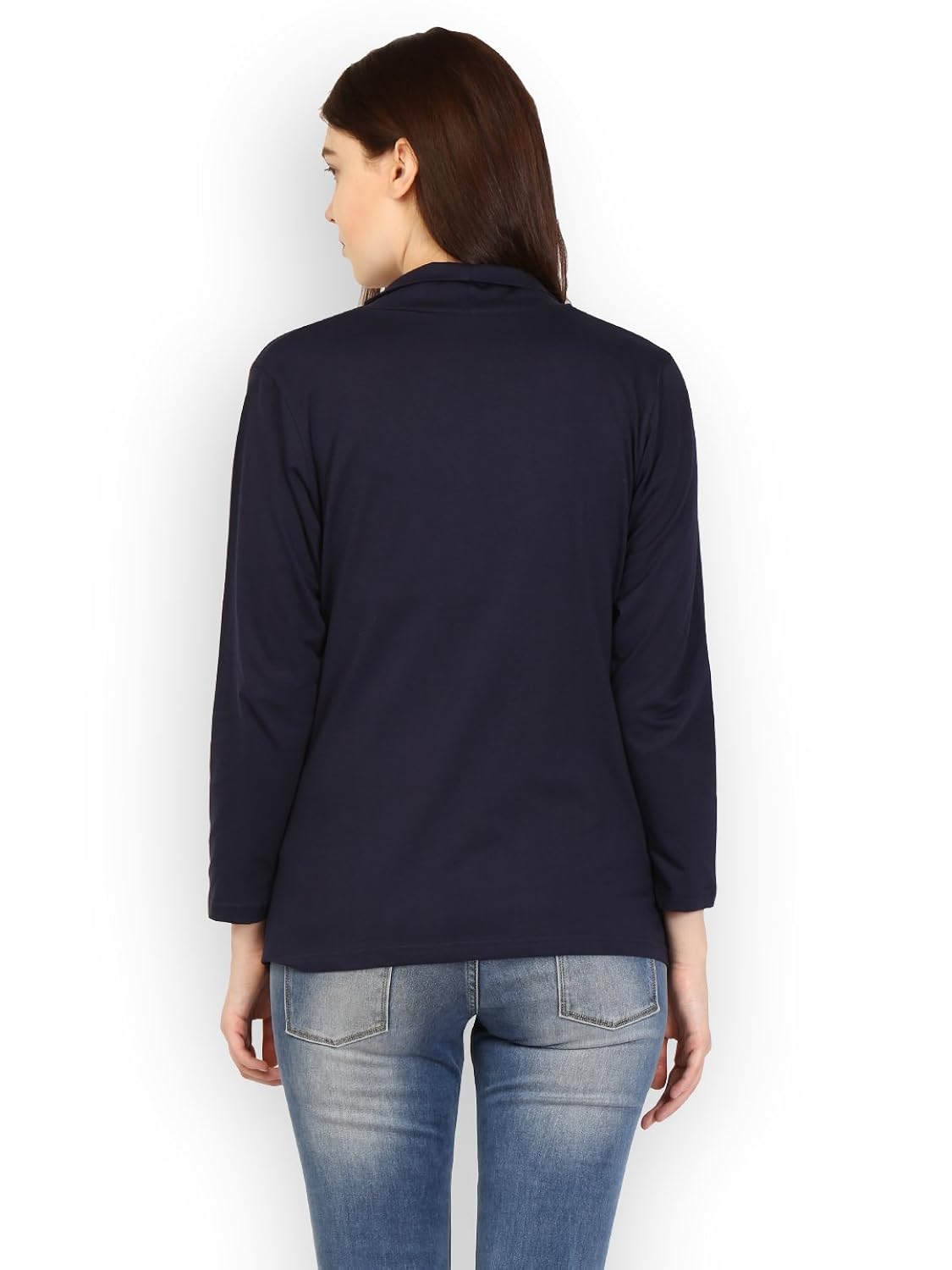 ten on ten women's navy blue cotton shrug