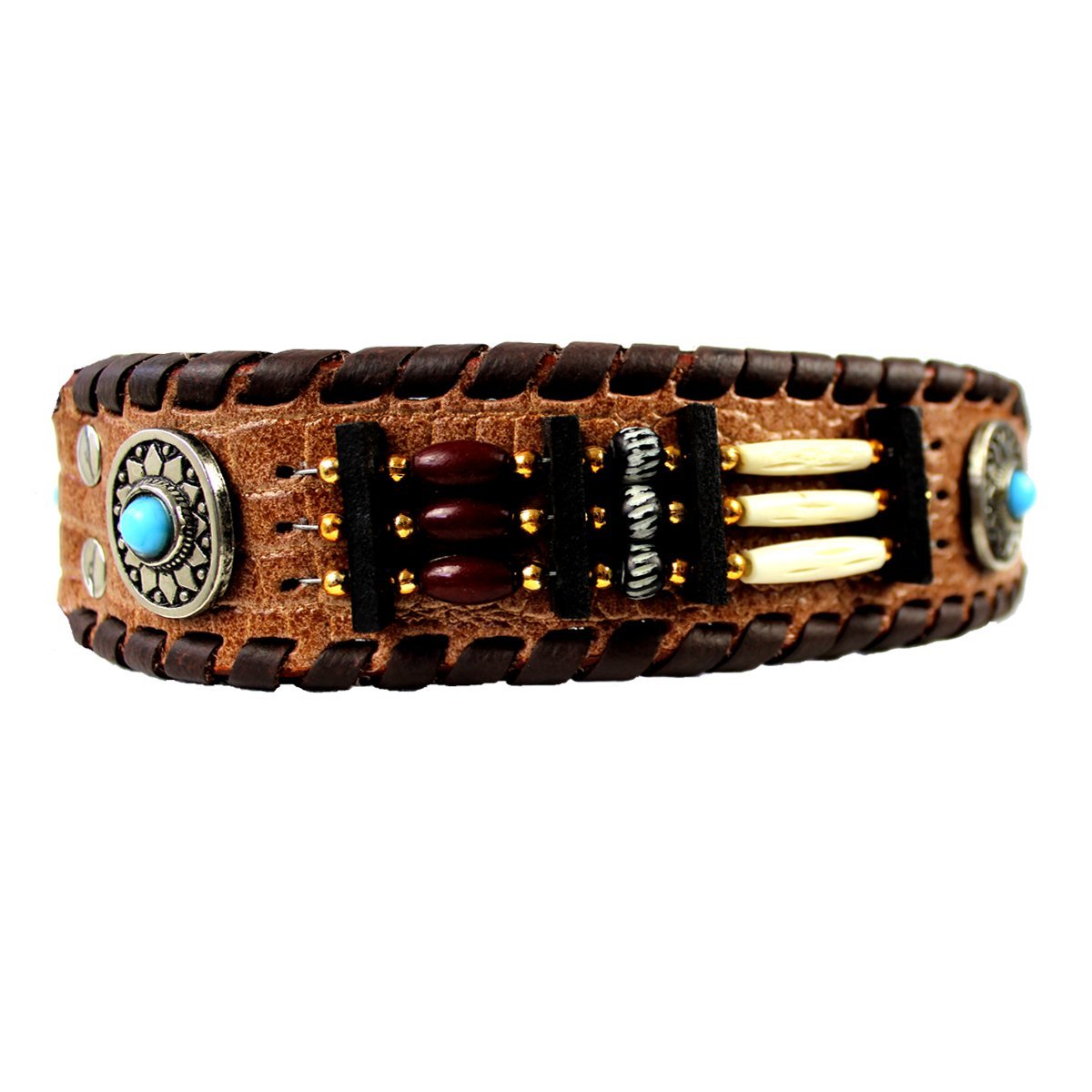 MICHUR Carlota Halsband Indianer Hundehalsband Leder Braun