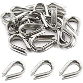 PHITUODA M5 Stainless Steel Thimble for 5/32" - 3/16" Dia Wire Rope Cable Thimbles Rigging-20pcs