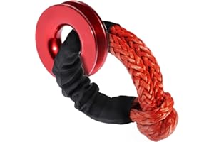 SCHTUMPA Towing Winch Snatch Recovery Ring with Soft Shackle 1/2" X 22 Inch, Snatch Block 41000 LBS, Winch Accessory for ATV UTV SUV Truck Recovery