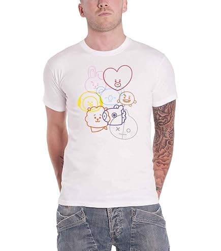 Amazon.com: Official Bt21 T Shirt Bts Here We Go K-Pop Koya Shooky