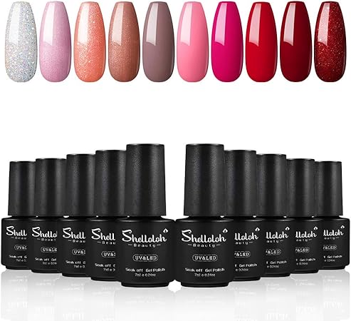 Amazon Shelloloh 10色セット ジェルネイル 7ml カラージェル ネイルセット 初心者向き ネイルキット Shelloloh ジェルネイル 通販