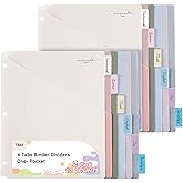 6-Tab Dividers for 3 Ring Binder, 12 Counts Binder Dividers Index with One Pockets, Letter Size 8.5 x 11'', Morandi Colors (2)