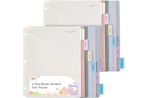 TBAY 6-Tab Dividers for 3 Ring Binder, 12 Counts Binder Dividers Index with One Pockets, Letter Size 8.5 x 11'', Morandi Colors (2)