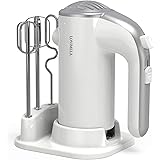 Hand Mixer Electric 300W 5 Speeds Lightweight Powerful Handheld Cake Baking Mixer Kitchen Mixer with Beaters Dough Hooks, Whi