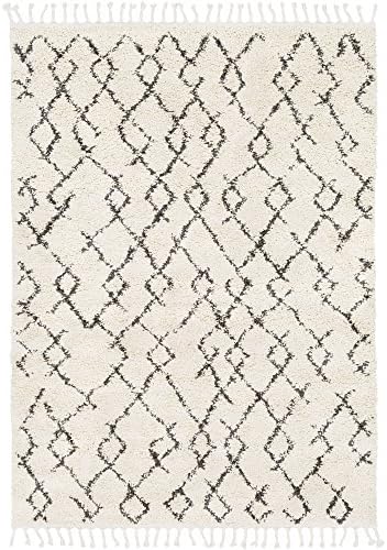 Bridgett Cream and Charcoal Bohemian/Global Area Rug 7'10" x 10'3"