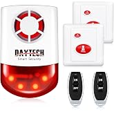 Daytech Wireless Panic Button Alarm, Security Alarm with Strobe Siren | Panic Buttons &amp; SOS Alert for Home/Hotel/Jewelry/Shop, Retail Stores (2 Remotes + 2 Buttons, Loud 120dB, Weatherproof)