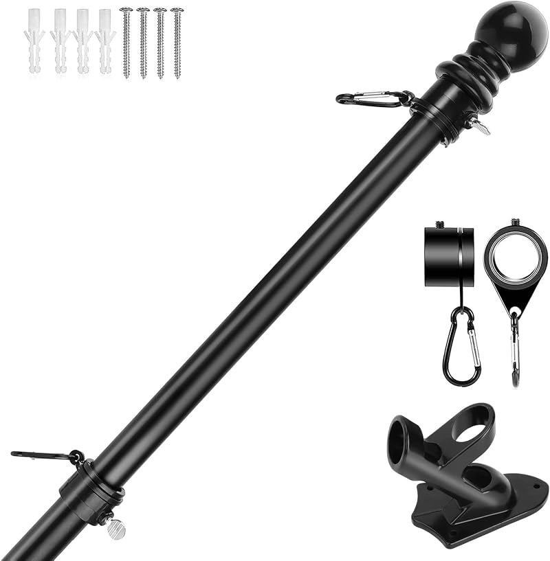 Holdfiturn 6FT Stainless Steel Flagpole Kit with Wall Mount Bracket