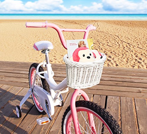 Colorbasket Kid's Front Handlebar Wicker Bike Basket - White - Thumbnail 3