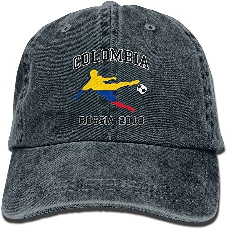 2018 Russia Colombian Soccer Team Unisex Denim Baseball Cap Adjustable Strap Low Profile Plain Hats Outdoor Casquette Snapback Hats Navy