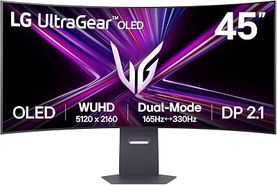 Ultragear™ 45GX950A-B.AEU (45 Zoll) 21:9 Curved 800R 5K2K OLED Gaming-Monitor, 165Hz/330Hz, AMD FreeSync™ Premium Pro, DisplayHDR™ True Black 400, 2X HDMI 2.1, Schwarz