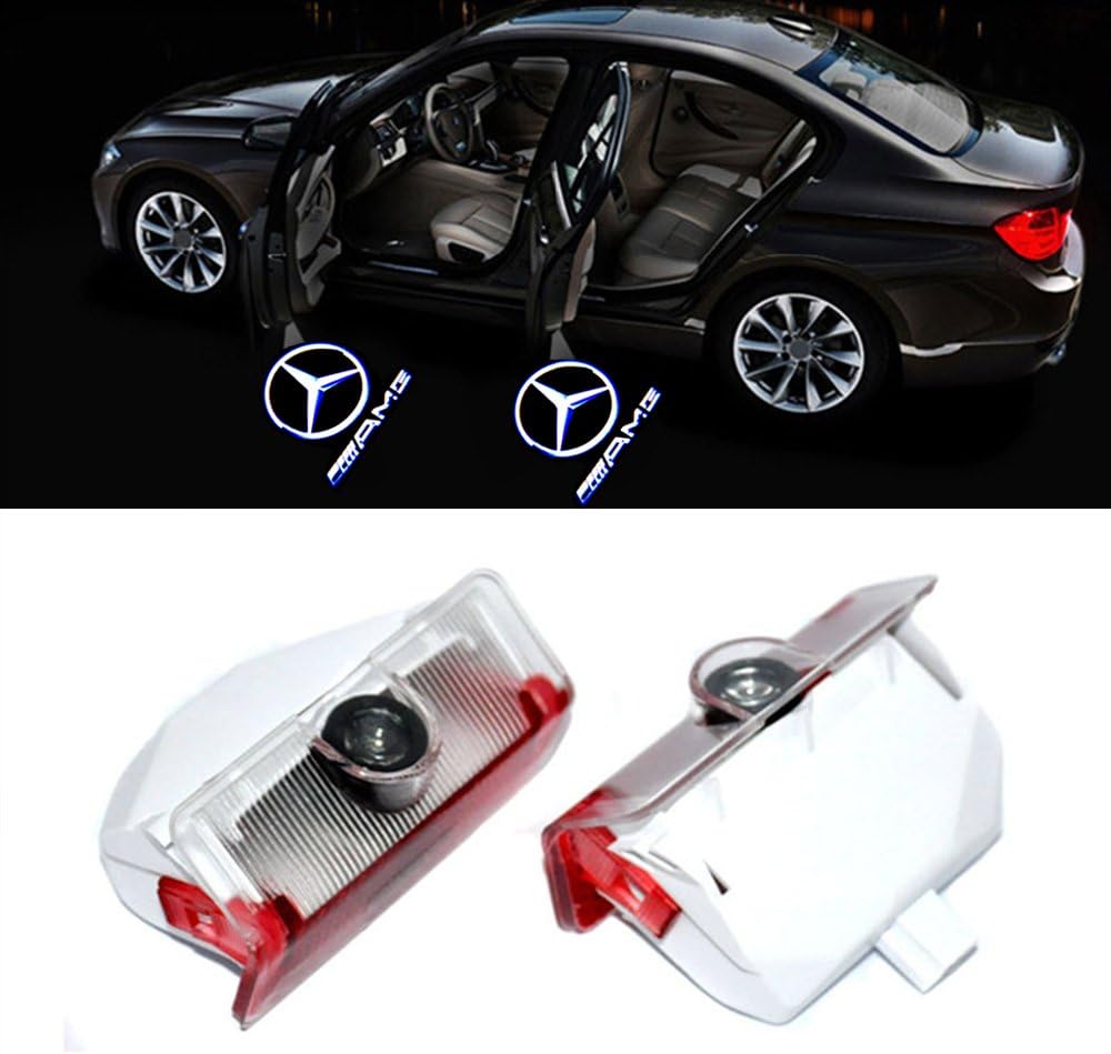 XYSTAR Auto Logo Door Lighting Set of 2 car door lamp LED Welcome Light Glow Door Light Logo(Für Benz GLK-AMG)