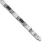 Sonia Jewels Stainless Steel Brushed & Polished Black Carbon Fiber Inlay Bracelet (8mm)