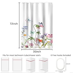 AWERT Small Half Size Stall Shower Curtain with 6