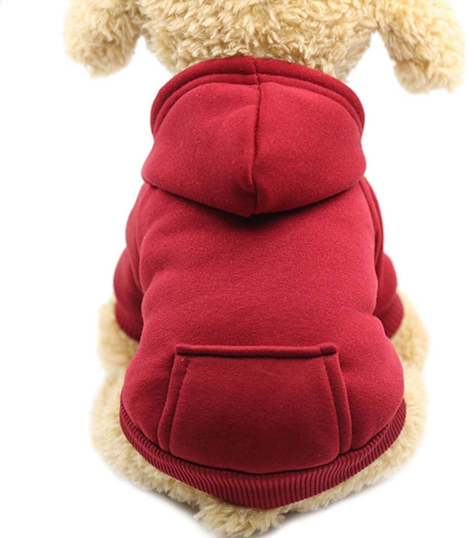 Idepet Pet Dog Hoodies Dog Clothes for Small Dogs Vest Chihuahua Clothes Warm Coat Jacket Autumn Puppy Outfits Cats Dogs Clothing(2XL, WineRed)