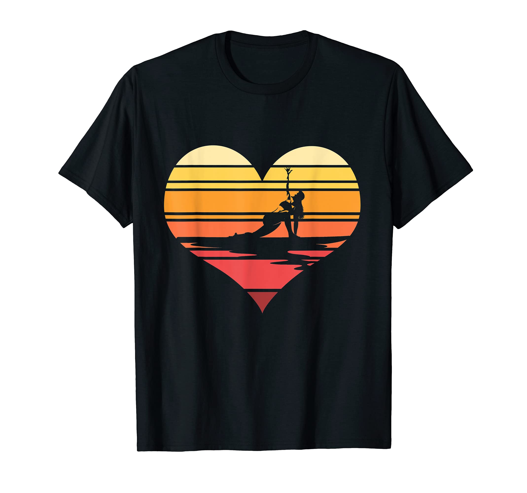 Retro Yoga Heart Stand Up Paddler Paddleboarding SUP T-Shirt