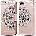iPhone 8 Plus Case,iPhone 7 Plus Flip Embossed Leather Wallet Case with Protective Detachable Slim Case Fit Car Mount,CASEOWL Mandala Flower Design with Card Slot, Strap for iPhone 7/8 Plus[Rose Gold]