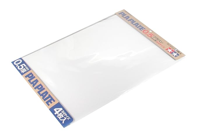 TAMIYA 70123 - Kunststoff-Platte 0.5 mm, 4 Stück, 257 x 364 mm, weiß