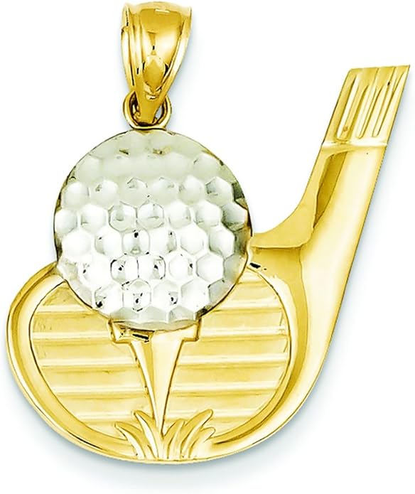 14K TwoTone Gold Golf Charm Pendant Jewelry