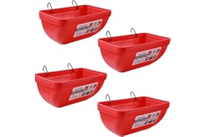 HAOZER 4 Packs Chicken Feeder, Goat Feeding Trough with Clip, Hanging Poultry Feeding Equipment, Used as Poultry Feeding Trough for Chickens, Ducks, Goats, Deer, Geese, and Dogs (red)