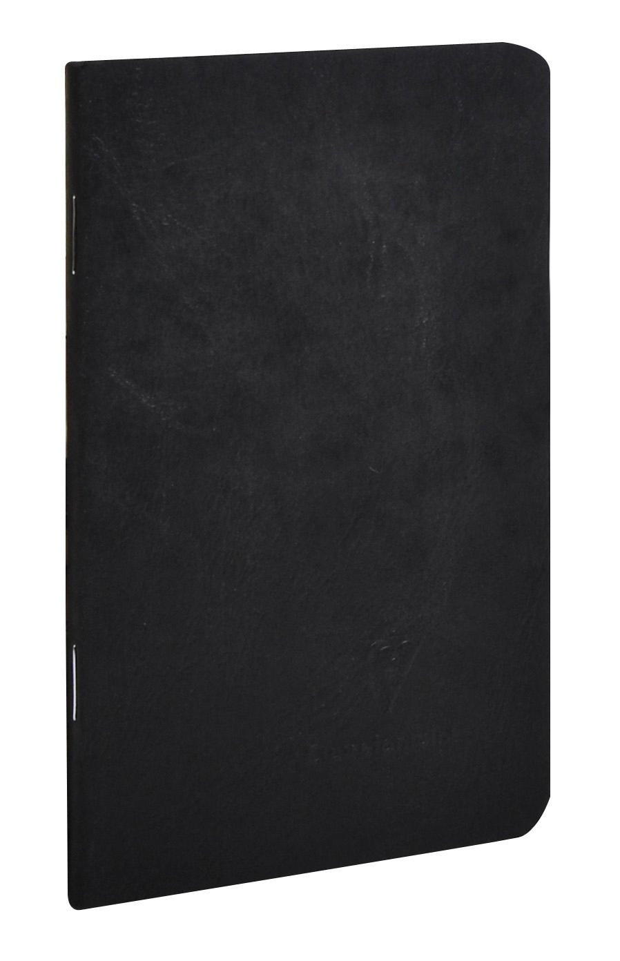 Clairefontaine734161C - Collection Age Bag A Black Stapled Notebook - Size: 9x14 cm - 96 Lined Pages - 90 g White Paper - Leather Grain Glossy Card Cover