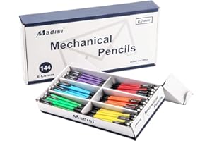Madisi Mechanical Pencil, 0.7mm Medium Point, HB #2 Lead, Assorted Barrels, 144-Count