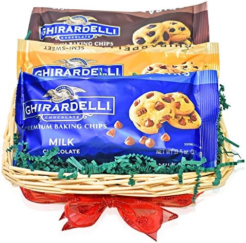 Ghirardelli Chocolate Chips 3 Pack Variety Occasional Gift Basket - Mother's Day Gifts - The Most Popular Chocolate Chip Flavors for Special Treats - 33.5 oz total - Gifts for Foodies, Family, Friends
