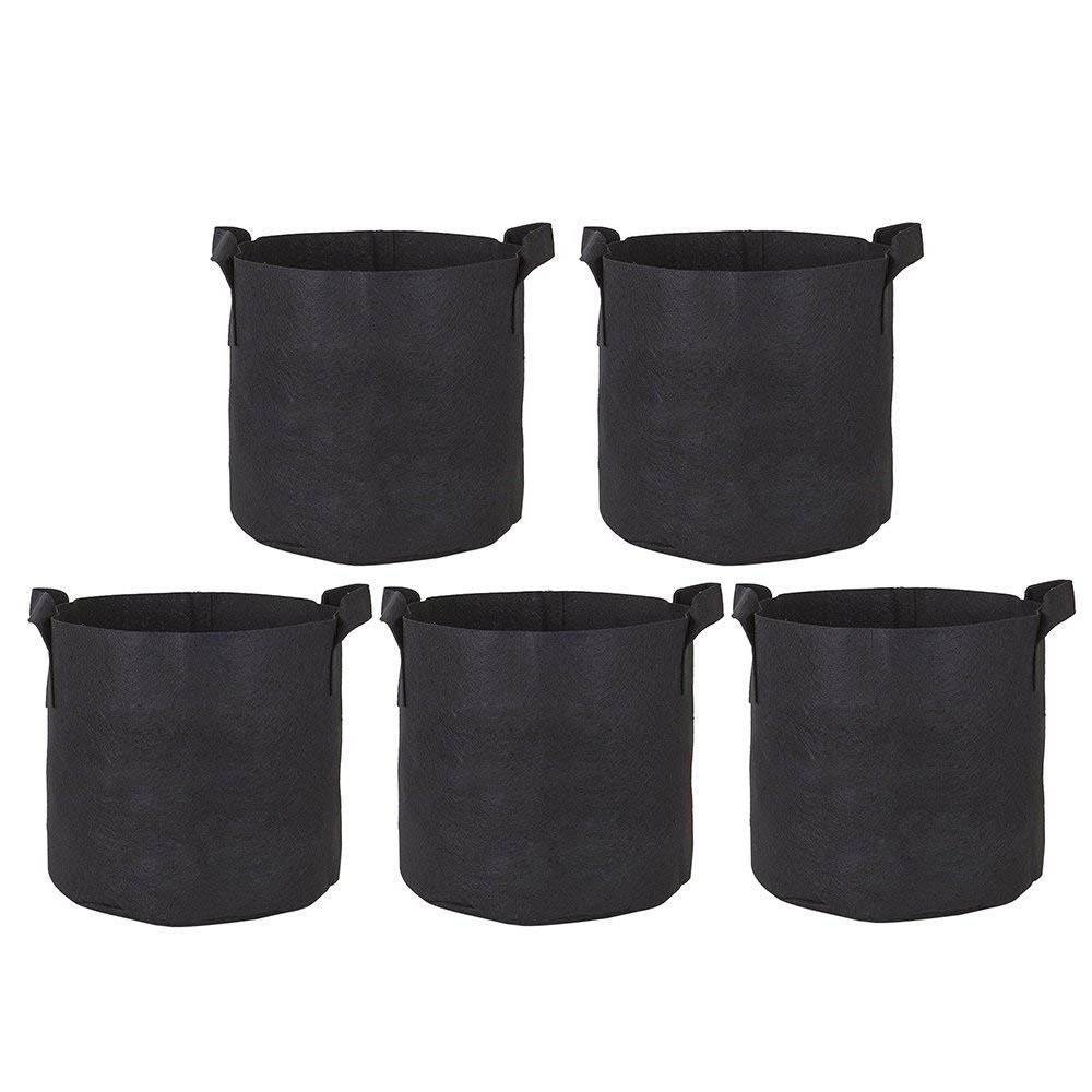 ZILONG 5 Pack 3 Gallon Grow Bags Breathable Nonwovens Fabric Pots Potato Tomato Strawberry Vegetable Fruit Plant Garden Planter Bags w/Handles