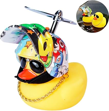 Amazon Com Wonuu Rubber Duck Toy Car Ornaments Yellow Duck Car Dashboard Decorations With Propeller Helmet For Adults Women Men Toys Games