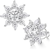 4.2CT/6.8CT Sapphire/Ruby/Emerald with Moissanite Sparkle Flower Large Stud Earrings for Women, Statement Earrings, Solid 925 Sterling Silver, Wedding Anniversary Valentines Jewelry Gift for Her