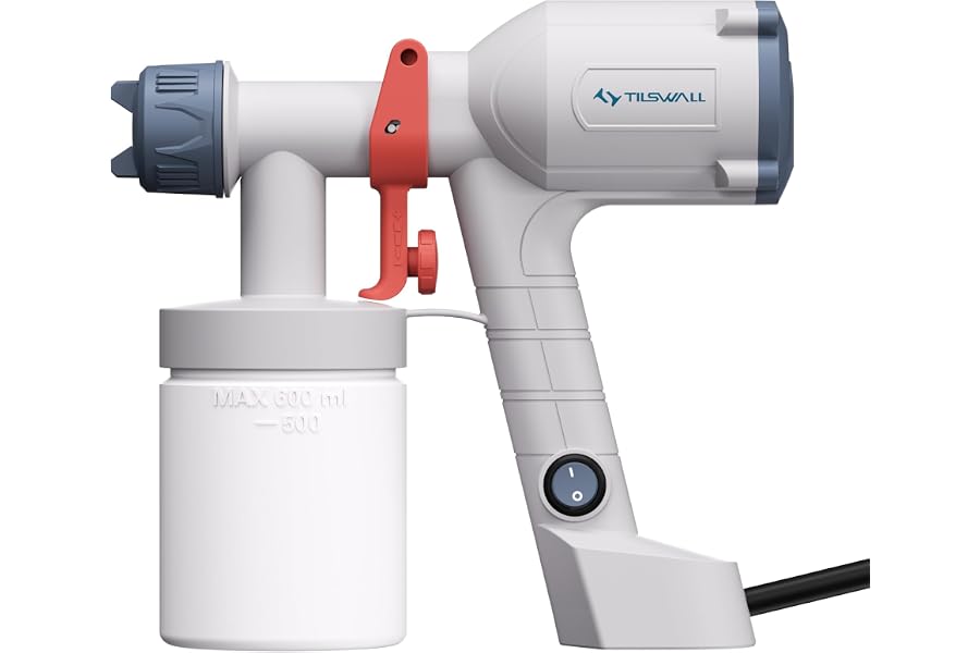 Tilswall Paint Sprayer Dreamer400 Upgraded Ultra-Light Electric Paint Spray Gun with 2 Nozzles & 4 Patterns Easy to Clean for