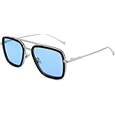 Tony Stark Polarized Sunglasses for Men – Women Vintage Aviator Square Metal Frame Iron Man Edith Glasses