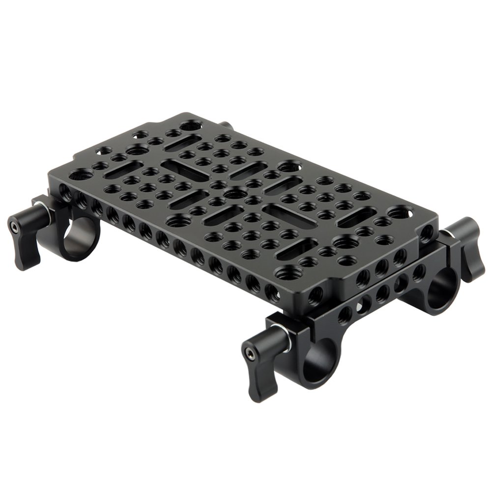 NICEYRIG Multi-Function Cheese Plate Tripod Mount Base Plate with Double 15mm Rail Clamp for DSLR Camera Shoulder Rig