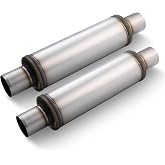 LCGP 2.5" Exhaust Mufflers, 2.5'' Inlet &amp; Outlet Universal Muffler, 20'' Overall Length Stainless Steel Resonator Straight Through Design Exhaust Tip(2.5" Intet 2.5" Outlet, 2 Pack)
