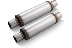 LCGP 2.5" Exhaust Mufflers, 2.5'' Inlet & Outlet Universal Muffler, 20'' Overall Length Stainless Steel Resonator Straight Through Design Exhaust Tip(2.5" Intet 2.5" Outlet, 2 Pack)