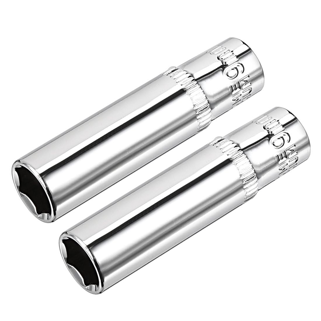 TOP-VIGOR 2Pcs 1/4 Inch Drive 9mm 6-Point Deep Socket, Metric, Cr-V Drive Socket for Auto Repairing and Household