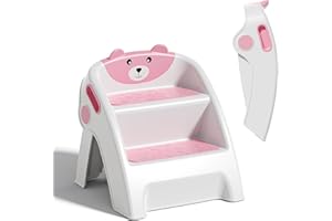 TAVLSHERO Folding Kids Step Stool for Bathroom and Potty Training,2.9lbs,Anti-Slip, Anti-Tip A-Frame Design with 10-Second Setup-Potty 2 Step Stool for Toddlers,CPC Certified for Safety and Easy Hand Washing