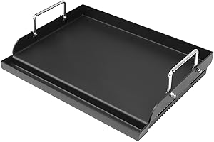 Grimate 25" x 16" Griddle Plate for Gas Grill - Nonstick Coating Cooking Griddle for Gas Stove/Charcoal/Electric Large Universal Flat Griddle Top Plate with Grease Groove and Removable Handles