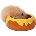 tafit Guinea Pig Food Bowl Hamster Ceramic Water Dish Anti-Spill & Prevent Tipping Rabbit Feeding Bowl for Guinea Pig, Syrian Hamster, Bunny, Rat, Chinchilla, Squirrel, Small Animal (Honey Orange)