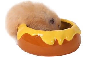 tafit Guinea Pig Food Bowl Hamster Ceramic Water Dish Anti-Spill & Prevent Tipping Rabbit Feeding Bowl for Guinea Pig, Syrian Hamster, Bunny, Rat, Chinchilla, Squirrel, Small Animal (Honey Orange)