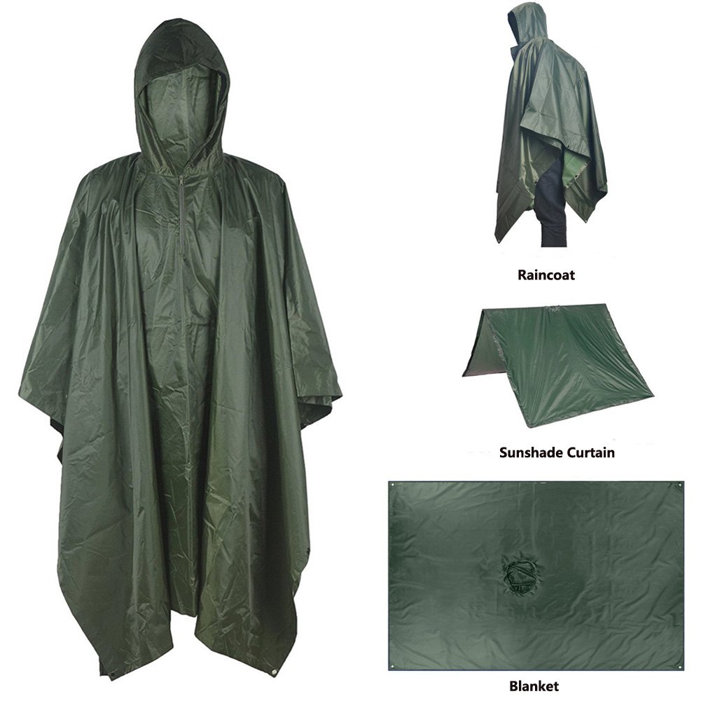 AMORE Waterproof Raincoat Rain Poncho Lightweight Ripstop Hooded