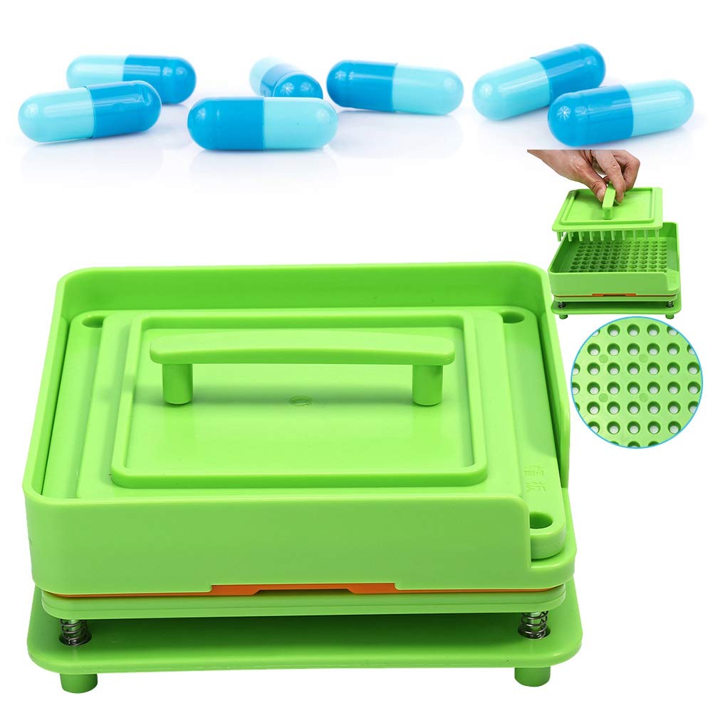 Capsule Filling Manual Machine, 100 Holes 00# Empty Capsule Filler with Powder Spreader Plates, Vitamins Powder Capsules Filling Tool, Storage Organizer