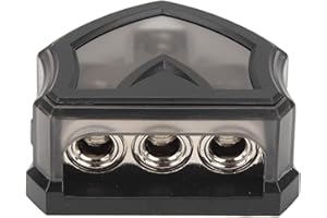 AKLOSIPY 3 Way Power Distribution Block for Car, Boat, RV, and Yacht - 1x 0/4GA in, 3X 0/4GA Out Ground Distribution Block fo