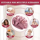 ACWOO Satin Bonnet Hair Wrap Sleep Cap with Elastic Band for Women Girls view 6