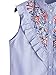 Floerns Women's Vertical Striped Ruffle Floral Embroidery Blouse Shirts Blue M