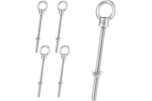 5/16" x 4" Eye Bolt, 304 Stainless Steel Eye Bolts with Nuts Washers, Heavy Duty Shoulder Lifting Threaded Ring Eye Bolt for 