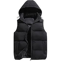 ZSHOW Men's Winter Vest Warm Quilted Puffer Vest with Hood(Blue, S